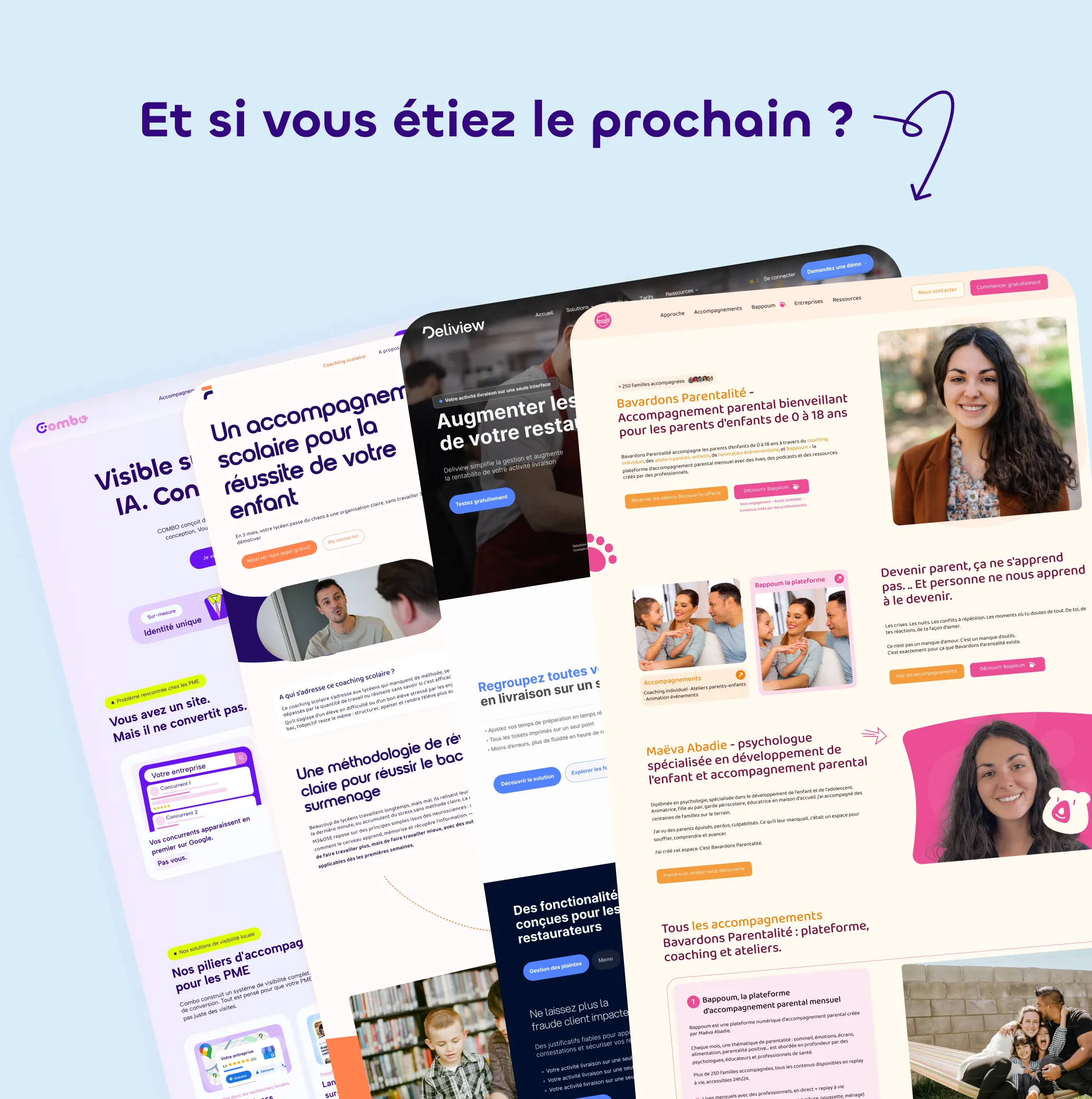 Création de Site Web à Angers - Visible sur Google et les IA dès la mise en ligne 4 site internet projets clients