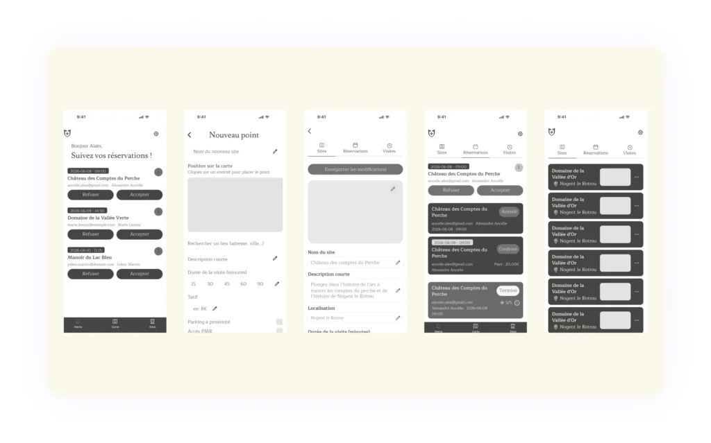 wireframe app cote admin