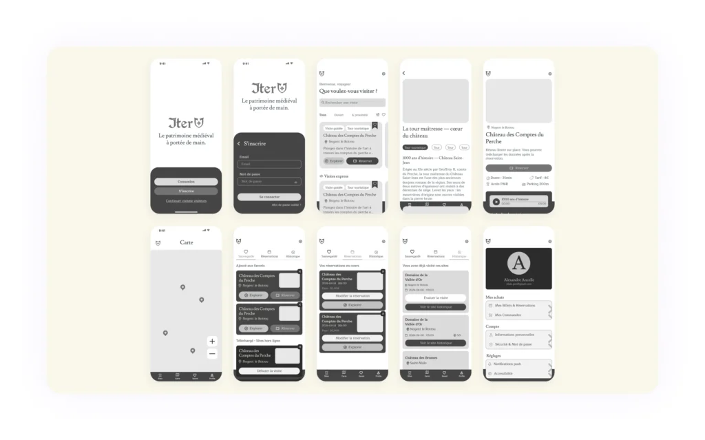 wireframe app cote client